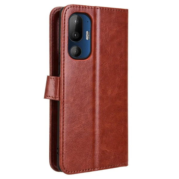 For HTC U24 Pro 5G Leather Phone Case Wallet Crazy Horse Texture
