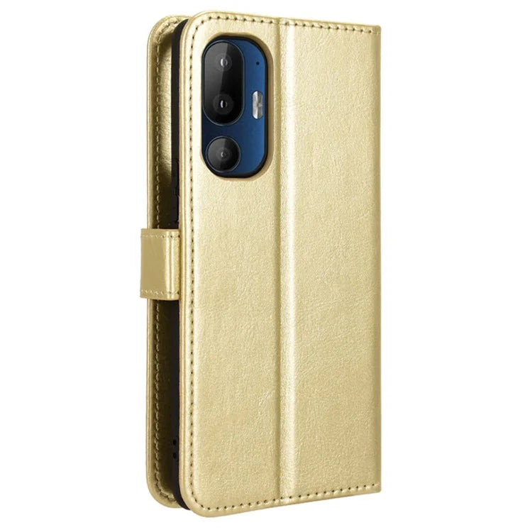 For HTC U24 Pro 5G Leather Phone Case Wallet Crazy Horse Texture