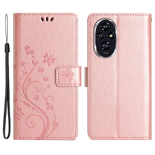For Honor 200 5G Case Butterfly Flower Wallet PU Leather Flip Cover
