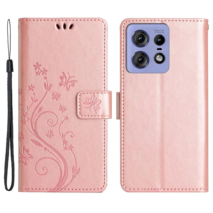 For Motorola Edge 50 Pro 5G Wallet Case Butterfly Flower Phone Leather Cover
