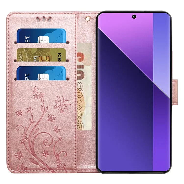 For Motorola Edge 50 Pro 5G Wallet Case Butterfly Flower Phone Leather Cover