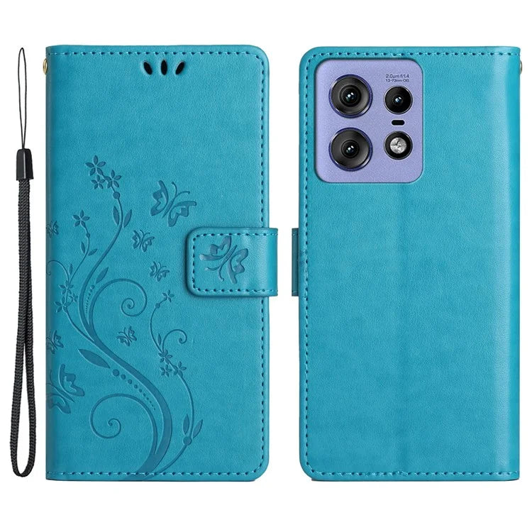 For Motorola Edge 50 Pro 5G Wallet Case Butterfly Flower Phone Leather Cover