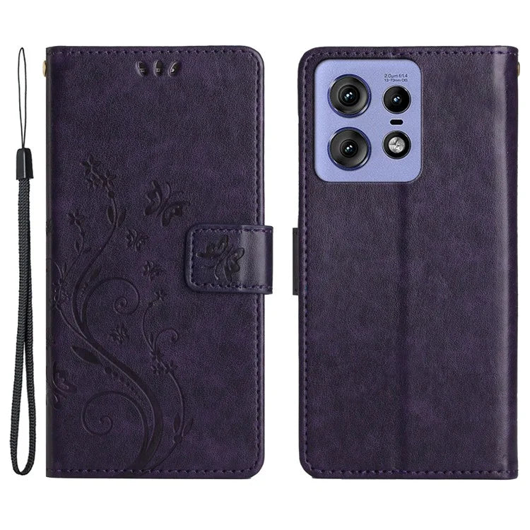 For Motorola Edge 50 Pro 5G Wallet Case Butterfly Flower Phone Leather Cover