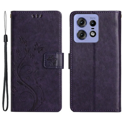 For Motorola Edge 50 Pro 5G Wallet Case Butterfly Flower Phone Leather Cover