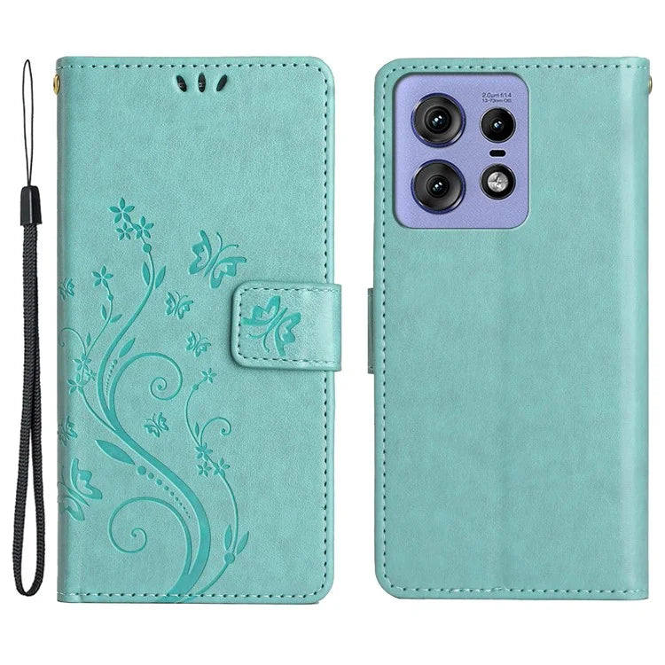 For Motorola Edge 50 Pro 5G Wallet Case Butterfly Flower Phone Leather Cover