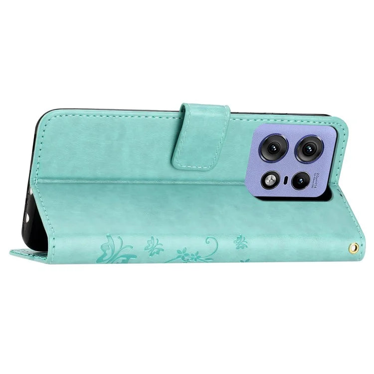 For Motorola Edge 50 Pro 5G Wallet Case Butterfly Flower Phone Leather Cover