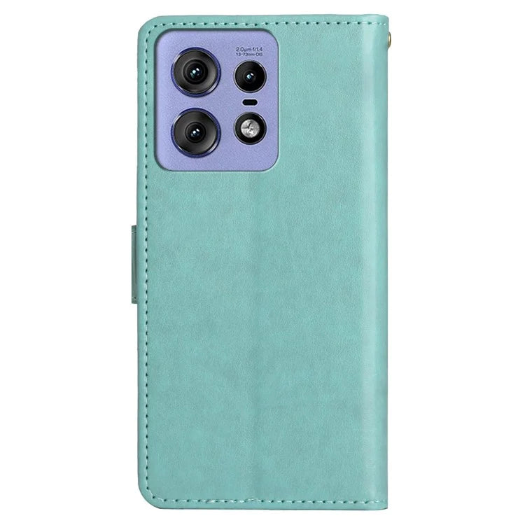 For Motorola Edge 50 Pro 5G Wallet Case Butterfly Flower Phone Leather Cover