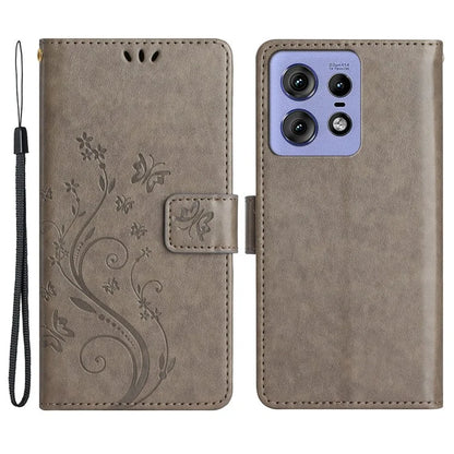 For Motorola Edge 50 Pro 5G Wallet Case Butterfly Flower Phone Leather Cover