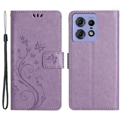 For Motorola Edge 50 Pro 5G Wallet Case Butterfly Flower Phone Leather Cover