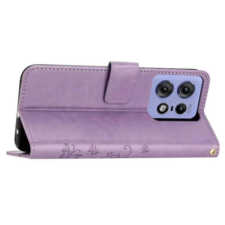 For Motorola Edge 50 Pro 5G Wallet Case Butterfly Flower Phone Leather Cover