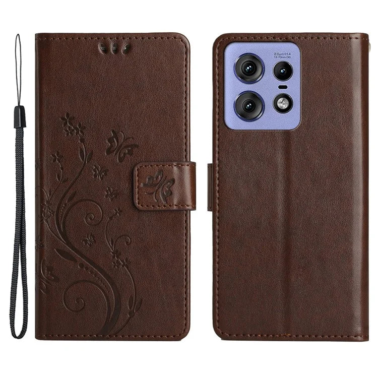 For Motorola Edge 50 Pro 5G Wallet Case Butterfly Flower Phone Leather Cover