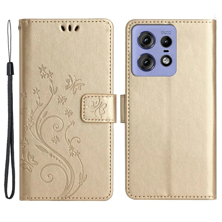For Motorola Edge 50 Pro 5G Wallet Case Butterfly Flower Phone Leather Cover