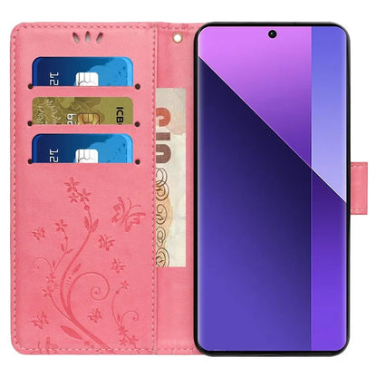For Motorola Edge 50 Pro 5G Wallet Case Butterfly Flower Phone Leather Cover