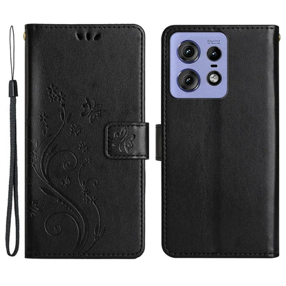 For Motorola Edge 50 Pro 5G Wallet Case Butterfly Flower Phone Leather Cover