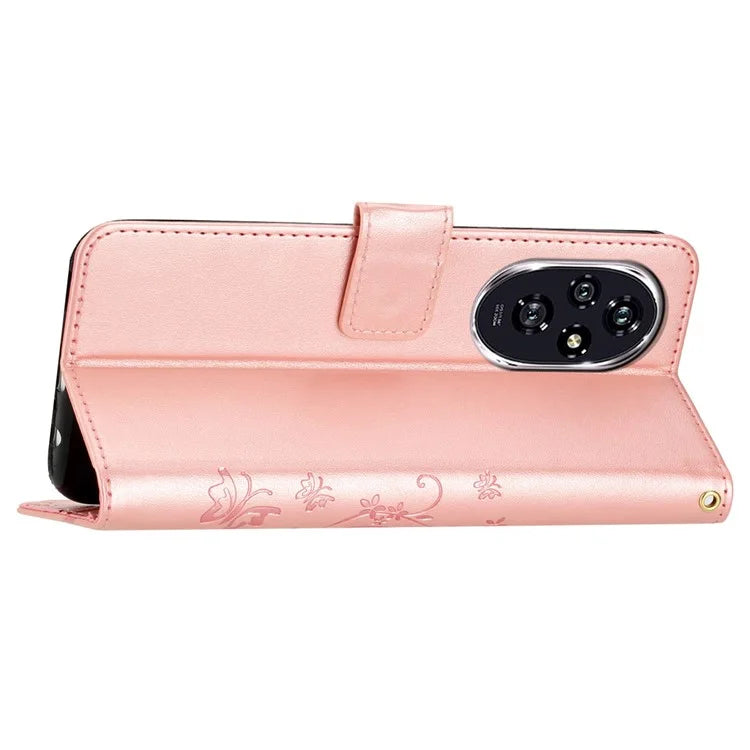 For Honor 200 Pro 5G Case Butterfly Flower Pattern Leather Phone Wallet Cover