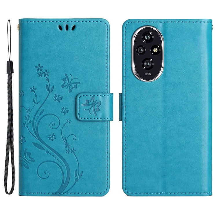 For Honor 200 Pro 5G Case Butterfly Flower Pattern Leather Phone Wallet Cover