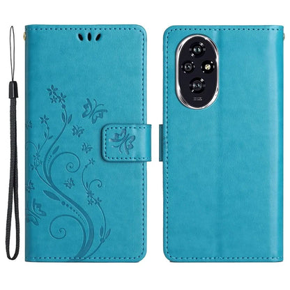 For Honor 200 Pro 5G Case Butterfly Flower Pattern Leather Phone Wallet Cover