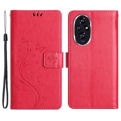 For Honor 200 Pro 5G Case Butterfly Flower Pattern Leather Phone Wallet Cover