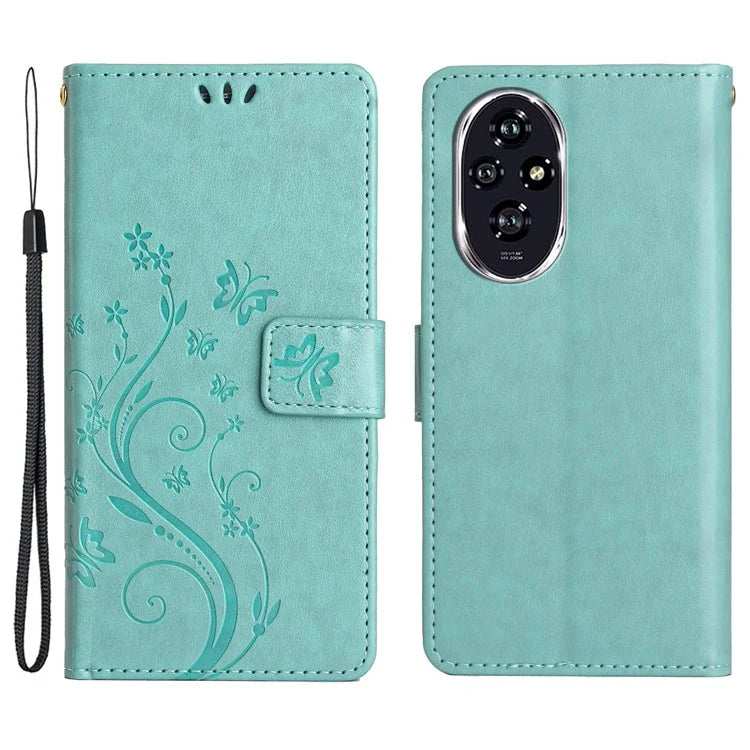 For Honor 200 Pro 5G Case Butterfly Flower Pattern Leather Phone Wallet Cover