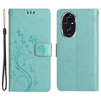 For Honor 200 Pro 5G Case Butterfly Flower Pattern Leather Phone Wallet Cover