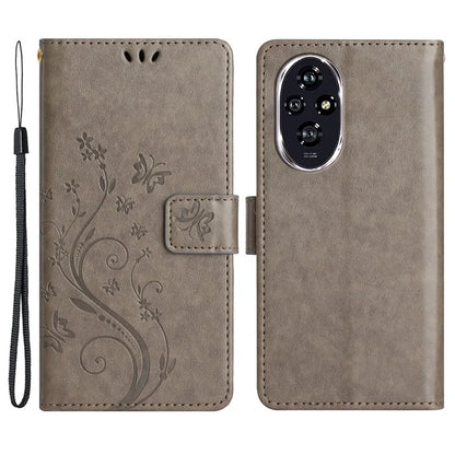 For Honor 200 Pro 5G Case Butterfly Flower Pattern Leather Phone Wallet Cover
