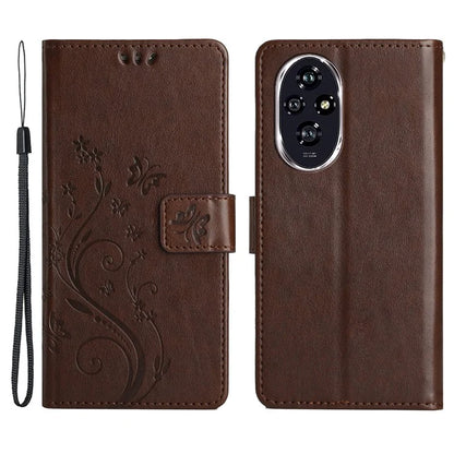 For Honor 200 Pro 5G Case Butterfly Flower Pattern Leather Phone Wallet Cover