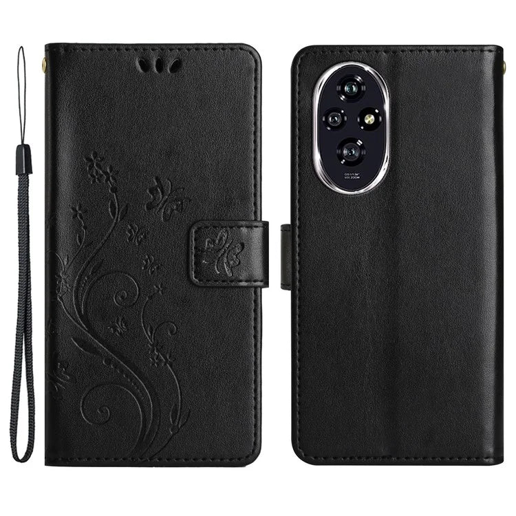 For Honor 200 Pro 5G Case Butterfly Flower Pattern Leather Phone Wallet Cover