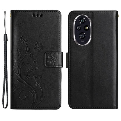For Honor 200 Pro 5G Case Butterfly Flower Pattern Leather Phone Wallet Cover