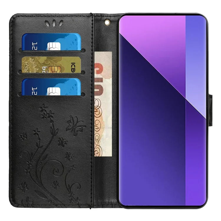For Honor 200 Pro 5G Case Butterfly Flower Pattern Leather Phone Wallet Cover