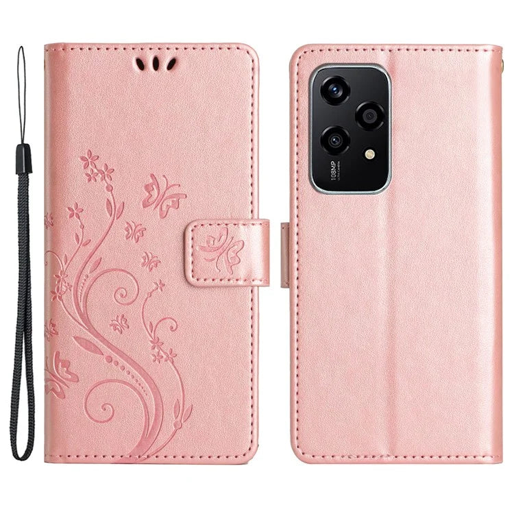 For Honor 200 Lite Case Wallet Leather Phone Cover Butterfly Flower Pattern