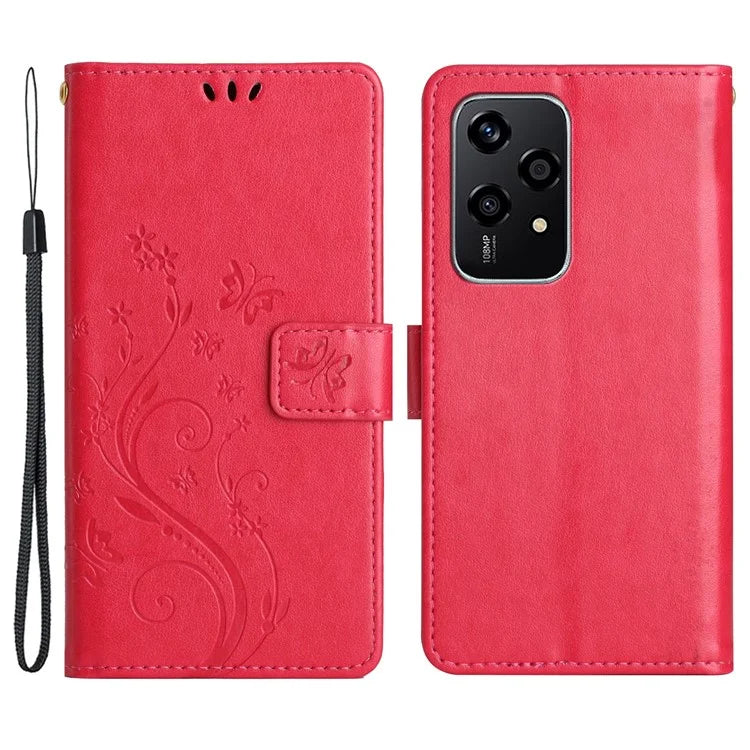 For Honor 200 Lite Case Wallet Leather Phone Cover Butterfly Flower Pattern