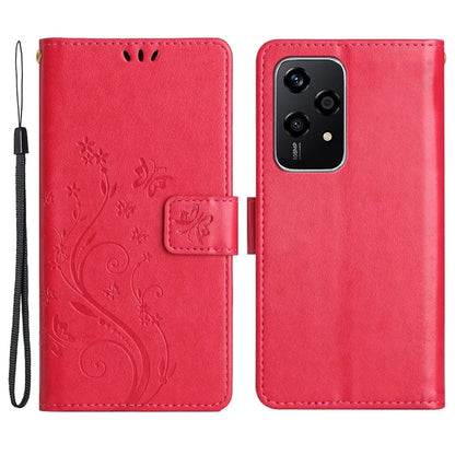 For Honor 200 Lite Case Wallet Leather Phone Cover Butterfly Flower Pattern