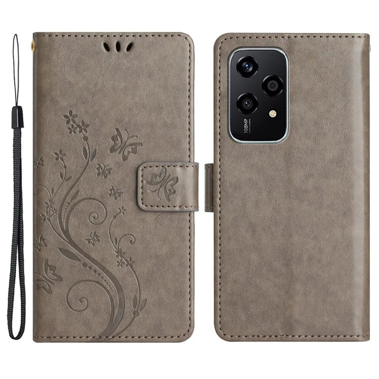For Honor 200 Lite Case Wallet Leather Phone Cover Butterfly Flower Pattern