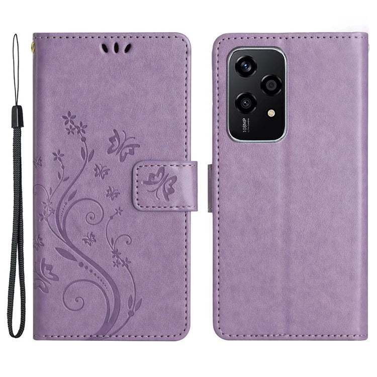 For Honor 200 Lite Case Wallet Leather Phone Cover Butterfly Flower Pattern