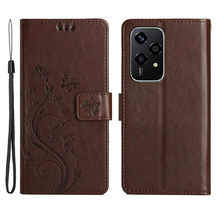 For Honor 200 Lite Case Wallet Leather Phone Cover Butterfly Flower Pattern