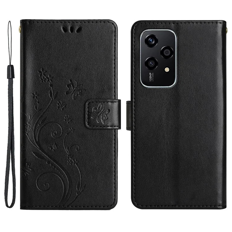 For Honor 200 Lite Case Wallet Leather Phone Cover Butterfly Flower Pattern