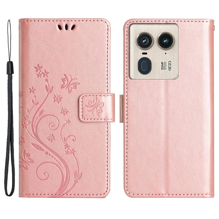 For Motorola Edge 50 Ultra 5G / Moto X50 Ultra 5G Case Butterfly Flower Leather Cover