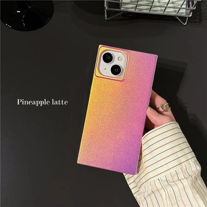 For iPhone 14 Case Frosted Laser TPU Phone Cover Square Design