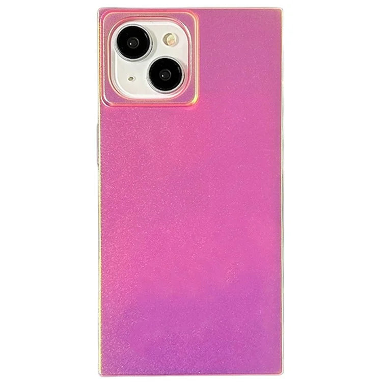 For iPhone 13 Case Matte TPU Square Design Phone Cover Holographic Laser