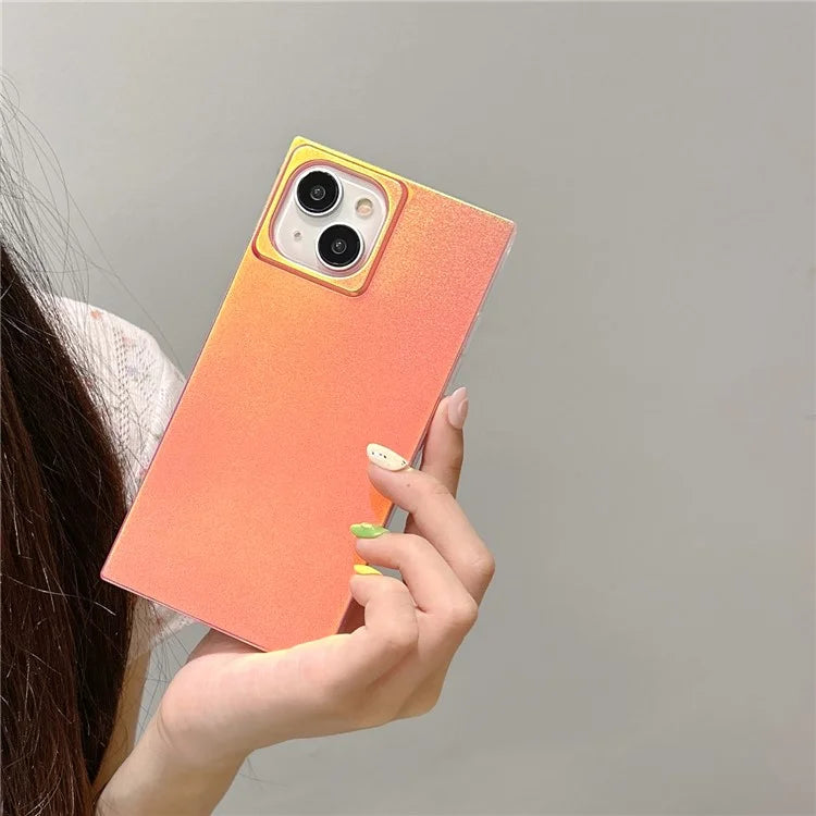 For iPhone 13 Case Matte TPU Square Design Phone Cover Holographic Laser