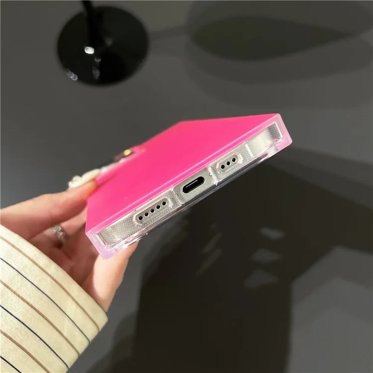 For iPhone 13 Case Matte TPU Square Design Phone Cover Holographic Laser