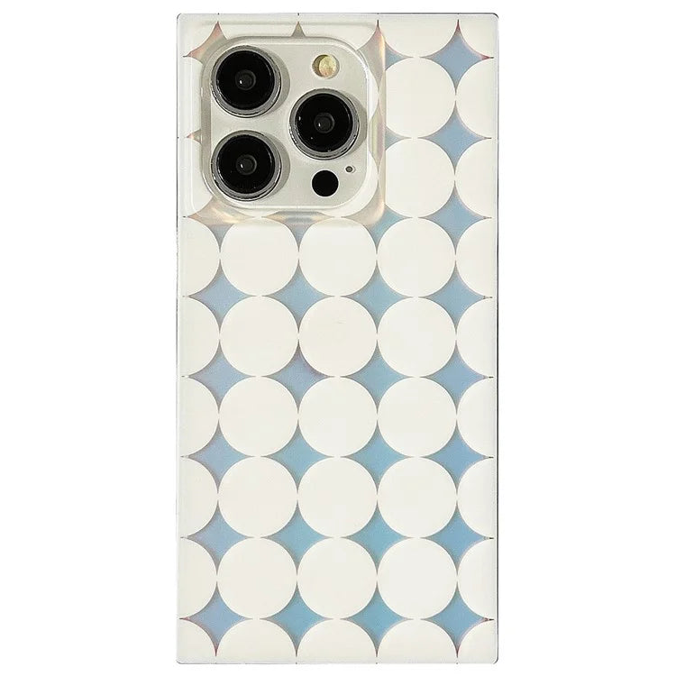 For iPhone 15 Pro Max Square Case Matte TPU  Phone Cover Laser Polka Dot