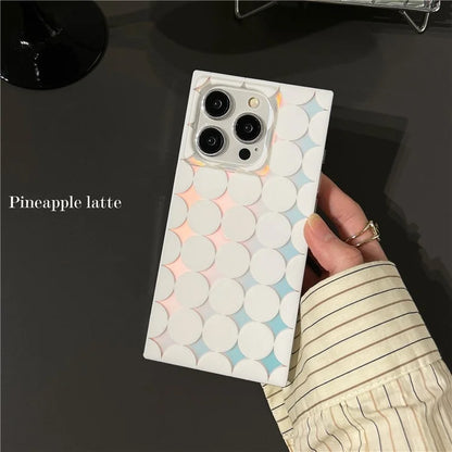 For iPhone 15 Pro Max Square Case Matte TPU  Phone Cover Laser Polka Dot