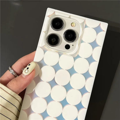 For iPhone 15 Pro Max Square Case Matte TPU  Phone Cover Laser Polka Dot