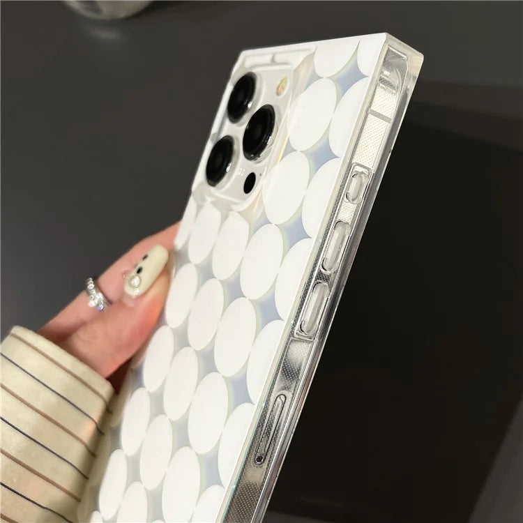 For iPhone 15 Pro Max Square Case Matte TPU  Phone Cover Laser Polka Dot