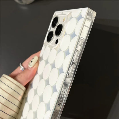 For iPhone 15 Pro Max Square Case Matte TPU  Phone Cover Laser Polka Dot