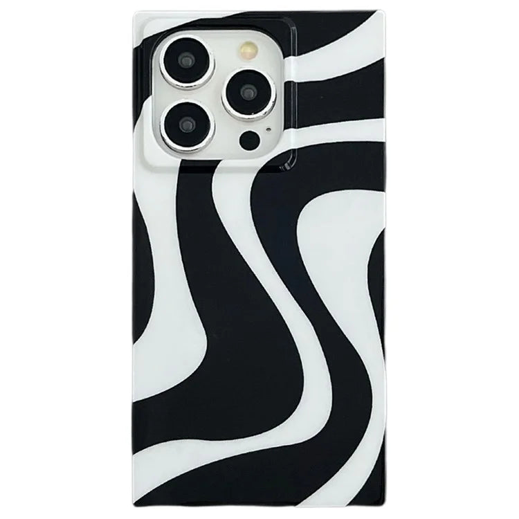 For iPhone 15 Pro Max Case Square Design Glossy TPU Pattern Phone Cover