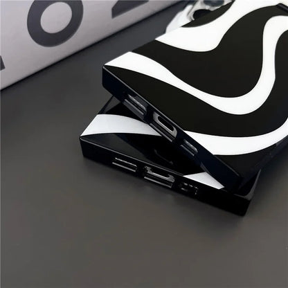 For iPhone 15 Pro Max Case Square Design Glossy TPU Pattern Phone Cover