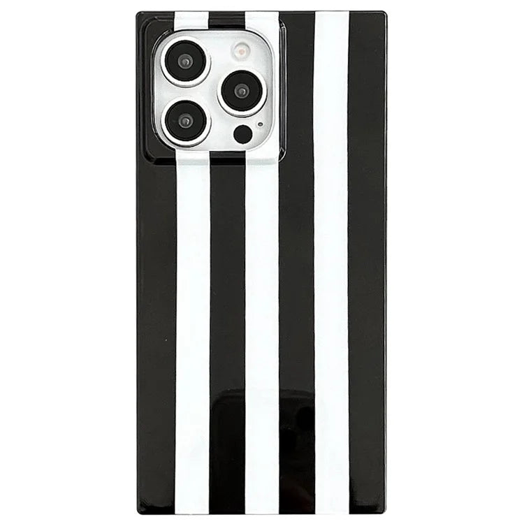 For iPhone 15 Pro Max Case Square Design Glossy TPU Pattern Phone Cover