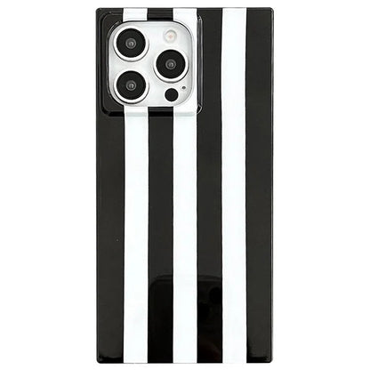 For iPhone 15 Pro Max Case Square Design Glossy TPU Pattern Phone Cover